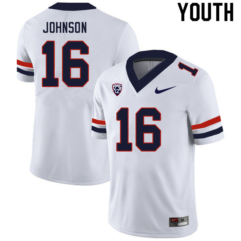 Youth #16 Dalton Johnson Arizona Wildcats College Football Jerseys Sale-White - Click Image to Close
